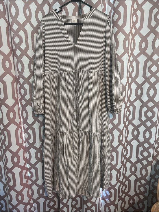 a new day Dresses & Skirts - A New Day Striped V-Neck Tiered Maxi Dress in cream and navy